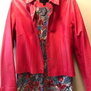 Genuine leather blazer jacket pink/coral Size 10